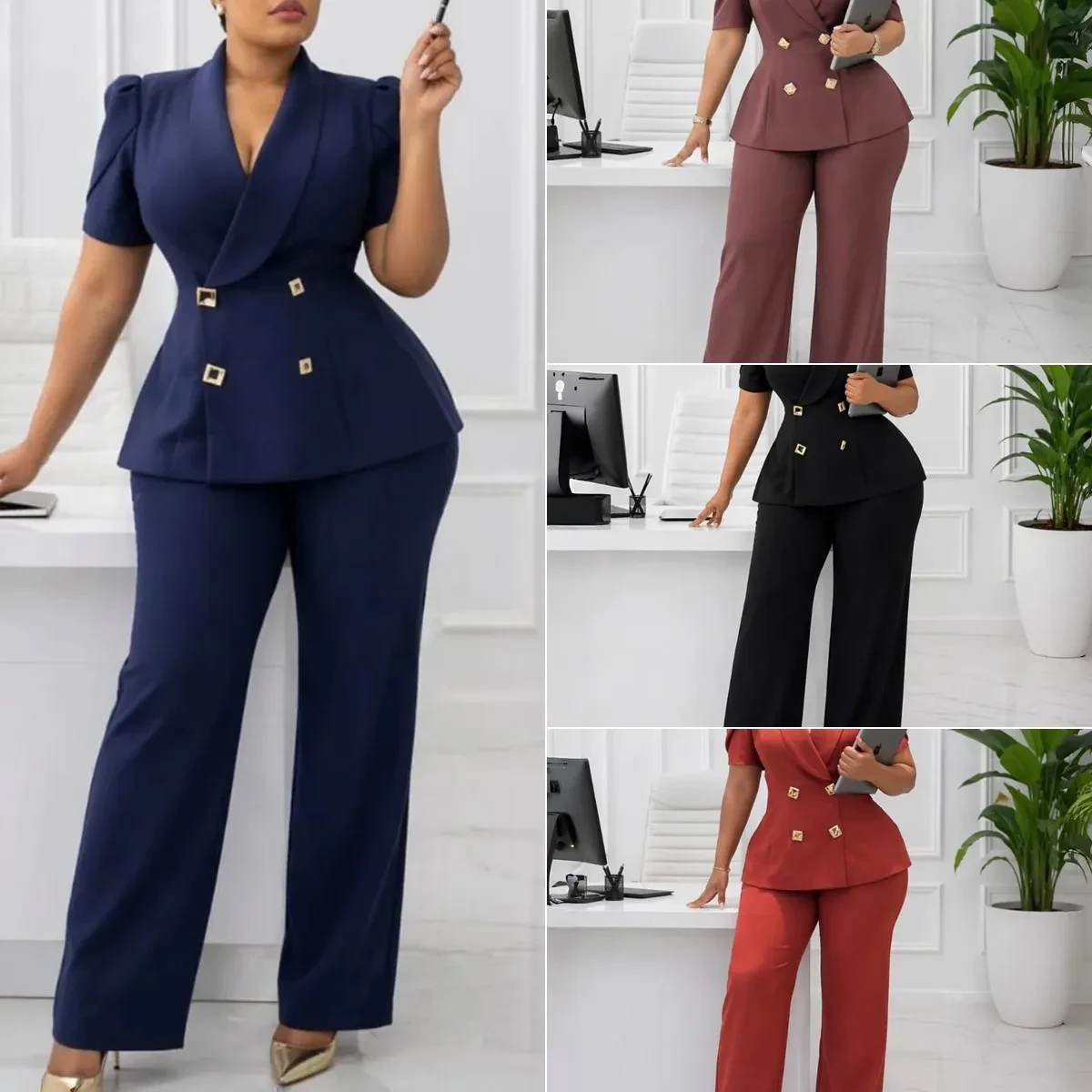 Women's Two-Piece Blazer Pant Suit Set