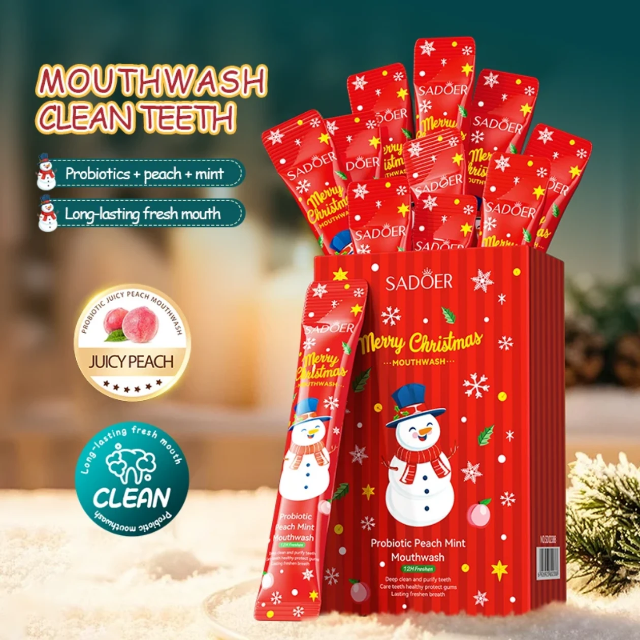 Probiotic Peach Mint Mouthwash Sachets