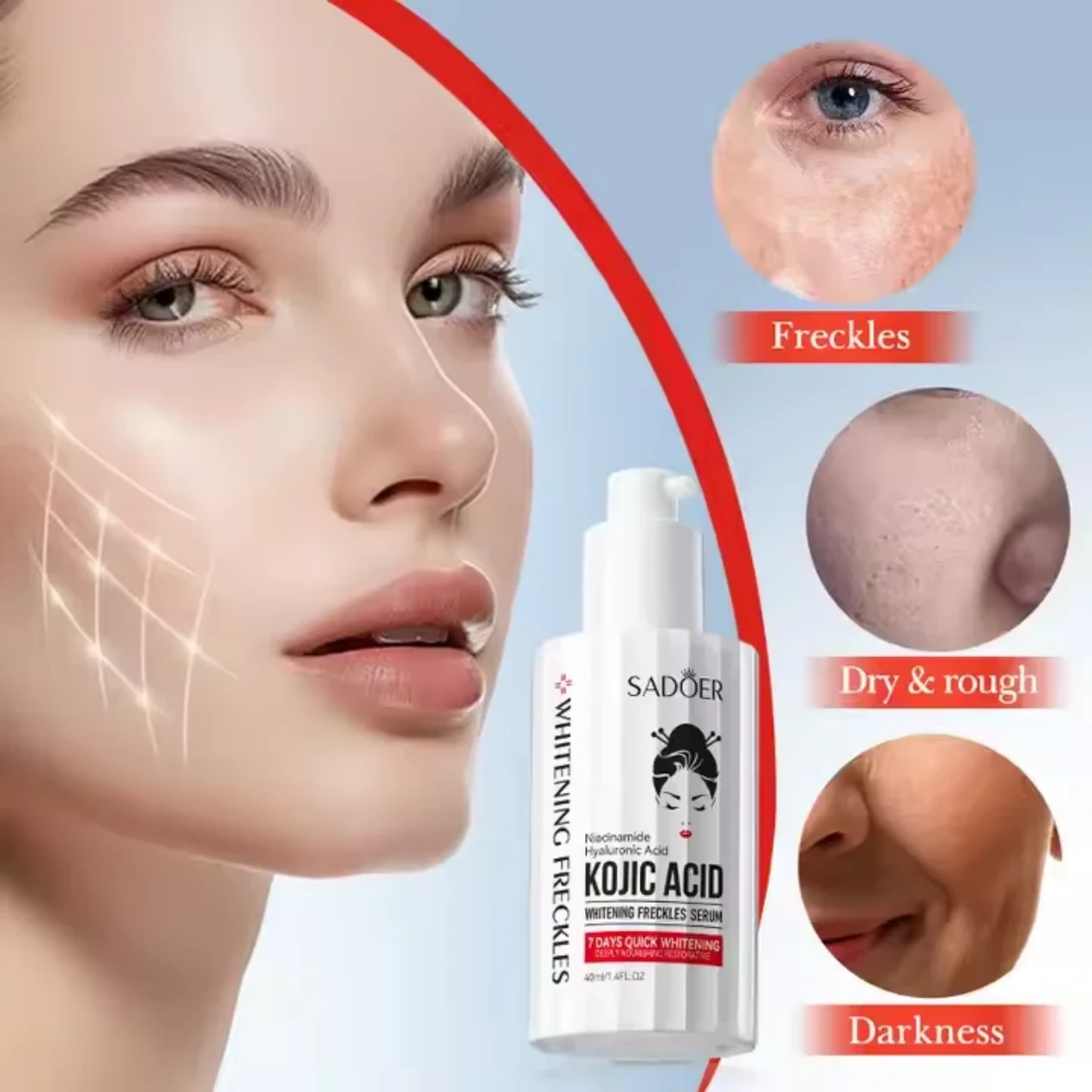 Sadoer Kojic Acid Whitening Freckles Serum