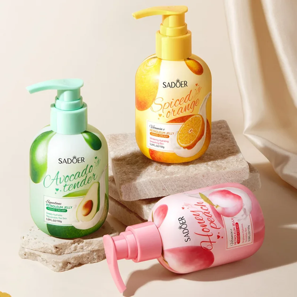 SADOER Hand Soap Set - Avocado, Orange, Peach